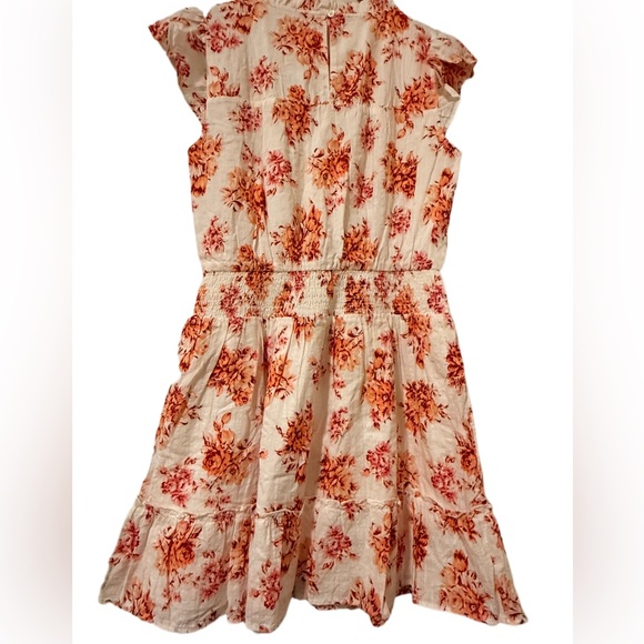 LOFT Floral Smocked Midi Dress Women’s Medium NWT – Ruffle Flutter Sleeve Tiered - Picture 3 of 3